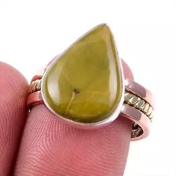 Натуральный океанический яшмовый драгоценный камень 925 пробы, двухцветное ювелирное кольцо S.8US u5o08