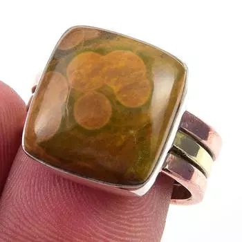 Натуральный океанический яшмовый драгоценный камень 925 пробы стерлинговое серебро ювелирные изделия двухцветное кольцо S.7 C7O16