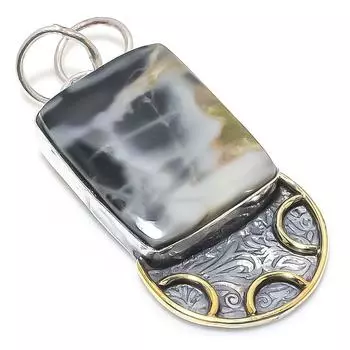 Натуральный океанский агат, двухцветный кулон из стерлингового серебра 925 пробы, 2,17 дюйма, R0K44