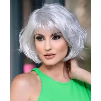 Натуральный Ombre Серый Серебристый Боб Волосы Мягкий Короткий Синтетический Волнистый Парик с Челкой Повседневный Косплей Женщины Свободные Волны серебряный серый
