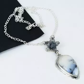 Натуральный опал Дандарте драгоценный камень ручной работы из серебра 925 пробы, гальванопластическое ожерелье с цветком, опал Дандарте серебро для жены, кулон унисекс, вата, подарки 20 белый