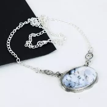 Натуральный опал Дандарте драгоценный камень ручной работы из стерлингового серебра 925 пробы, ожерелье с гальванопластикой, опал Дандарте серебро для жены, кулон унисекс, вата, подарки 20 белый