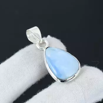 Натуральный опал Оуайхи, серебряный кулон из стерлингового серебра 925 пробы - Дизайн ручной работы, украшение на каждый день, уникальный кулон, подарки на День матери 1.96 синий