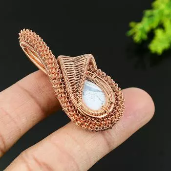 Натуральный опал Owyhee, драгоценный камень, медная проволока ручной работы, подарочная подвеска 1,97 o4U24