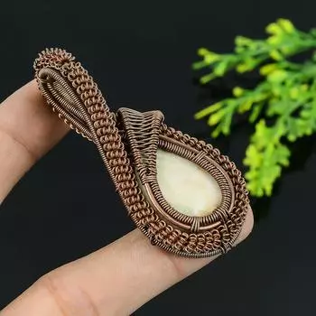 Натуральный оранжевый серафинит, драгоценный камень, медная проволока, подарочная подвеска 2,25 i3U38