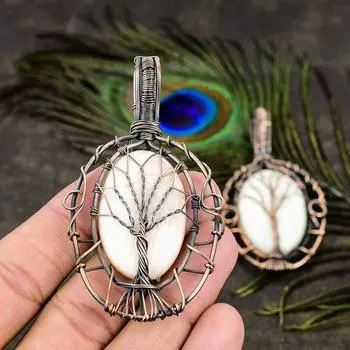 Натуральный оранжевый сколецит, драгоценный камень, медная проволока, подарочная подвеска, 3,15 дюйма, F5r93