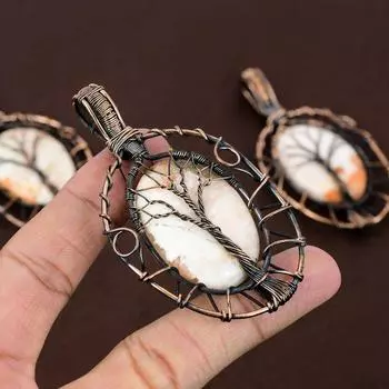 Натуральный оранжевый сколецит, драгоценный камень, медная проволока, подарочная подвеска, 3,27 дюйма, R8y73