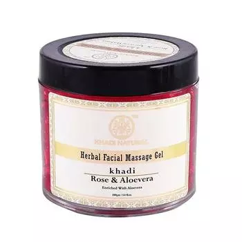Натуральный отшелушивающий массажный гель для лица с Розой и Алоэ вера (100 г), Herbal Facial Massage Gel Rose & Aloevera, Khadi Natural 11.5