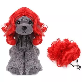 Натуральный парик забавный питомец собака волосы головной убор кошка вьющиеся волосы красный