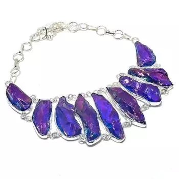 Натуральный павлин титан аура ювелирное изделие 925 стерлингового серебра ожерелье 18 D2y27