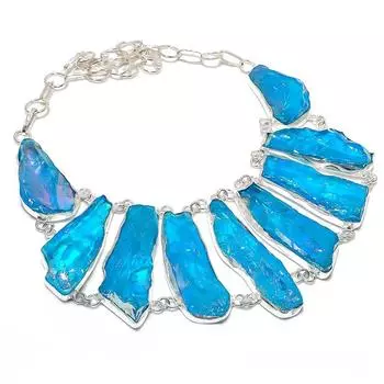 Натуральный павлин титан аура ювелирное изделие 925 стерлингового серебра ожерелье 18 I2Z49