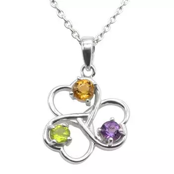 Натуральный перидот Цитрин Аметист Драгоценный камень 925 пробы Серебряный кулон Ожерелье Ювелирные изделия для женщин 19.40 жёлтый