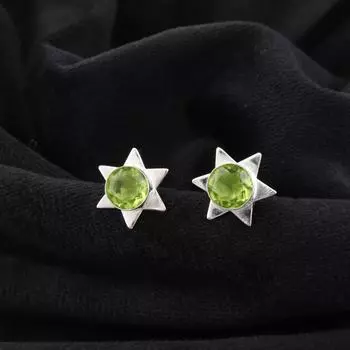 Натуральный Перидот Драгоценный Камень 925 Стерлинговое Серебро Ювелирные Изделия Ручной Работы Женские Пусеты 0,44 EE-175-3