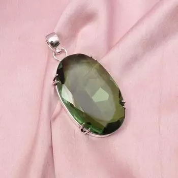 Натуральный перидот с серебряным ожерельем-цепочкой Ожерелье с подвеской из стерлингового серебра 925 пробы