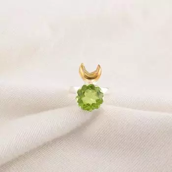 Натуральный Перидот Серебро 925 пробы Уникальное Коктейльное Заявление Свадебный Подарок Кольцо RR-58-16 4