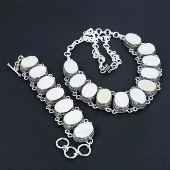 Натуральный перламутровый драгоценный камень, ручная работа, серебряные украшения 925 пробы, комплект браслетов, антикварный комплект украшений, подарок на день рождения для жены 20 белый