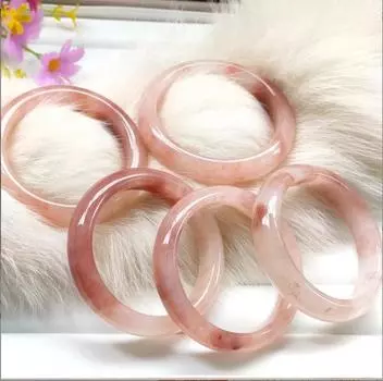 Натуральный персиковый цвет заваренный плоский браслет Jinsi Jade модный браслет с изумрудом женский подарок 52mm