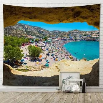 Натуральный пещерный пейзаж, гобелен, украшение для дома, эстетичный подвесной фон, ткань 100x75cm