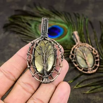 Натуральный пирит, агат, драгоценный камень, подвеска ручной работы из медной проволоки, 2,96 дюйма, w3k26