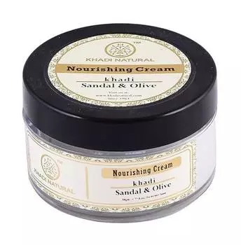 Натуральный питательный крем для лица с Сандалом и Оливой (50 мл), Sandal and Olive Herbal Nourishing Cream, Khadi Natural