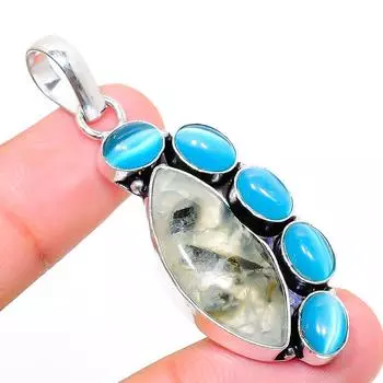 Натуральный пренит, подвеска из стерлингового серебра 925 пробы с драгоценным камнем Monalisa, 2,09 дюйма, y6n12