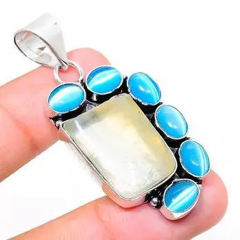 Натуральный пренит, подвеска Monalisa Gemstone из стерлингового серебра 925 пробы 2,09 дюйма w0o86