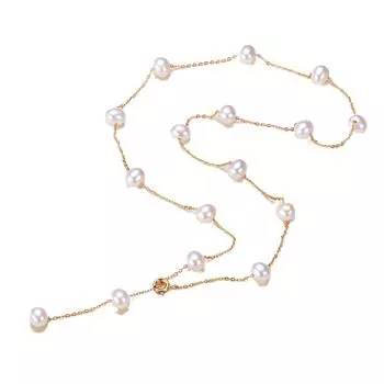Натуральный пресноводный жемчуг, 18-каратное золото, ожерелье, простые модные украшения для женщин, цепи длиной 50 см