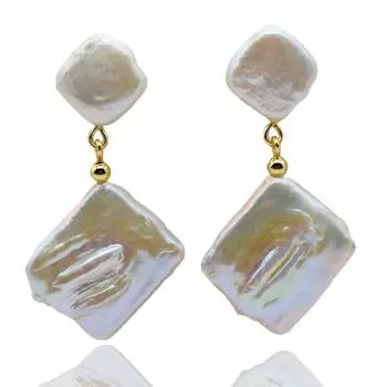 Натуральный пресноводный жемчуг, белый квадратный кулон в стиле барокко, серебро 925 пробы, женские серьги, модные ювелирные изделия, подарок, рекомендуется