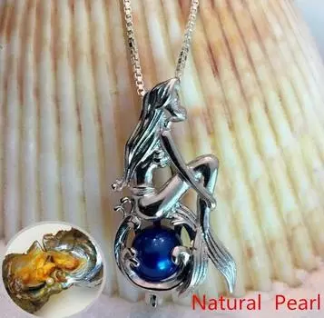 Натуральный пресноводный жемчуг, бусина, клетка, медальон, кулон, ожерелье для девочек, очаровательное ожерелье, ювелирное изделие, подарок-сюрприз серебряный