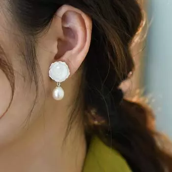 Натуральный пресноводный жемчуг, серьги с цветком, стерлинговое серебро 925 пробы, ювелирные изделия ручной работы для женщин, подарок белый