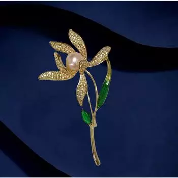 Натуральный пресноводный жемчуг в национальном стиле Брошь-нарцисс Высокочувствительный микро-инкрустированный циркон Корсаж Универсальные аксессуары для одежды