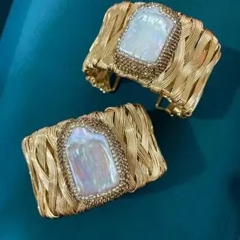 Натуральный пресноводный жемчуг в стиле барокко, браслет-манжета ручной работы со стразами Chian и разноцветными стразами для женщин 1