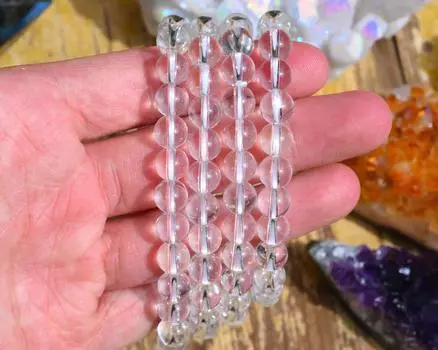 Натуральный прозрачный хрустальный эластичный браслет, браслет ручной работы для женщин/мужчин, круглый браслет с драгоценными камнями, для подарочного браслета, лечебный 6MM