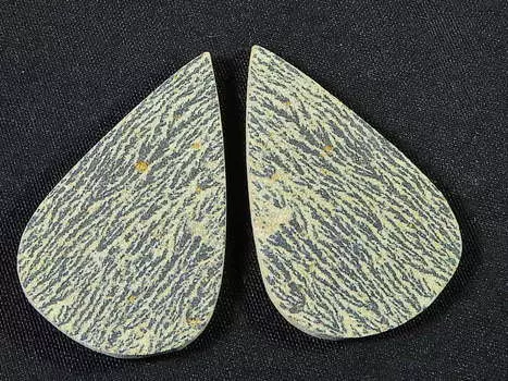 Натуральный псиломелан германовый дендрит пара камней для изготовления сережек 30X19X03 MM SK-783