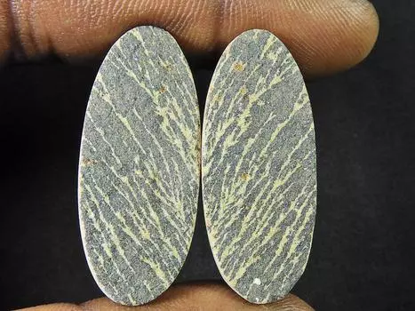 Натуральный псиломелан германовый дендрит пара камней для изготовления сережек 15X34X05 мм SK-786