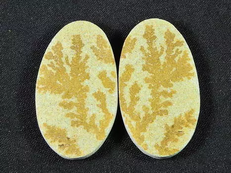 Натуральный псиломелан германовый дендрит пара камней для изготовления сережек 16X28X03 мм SK-778