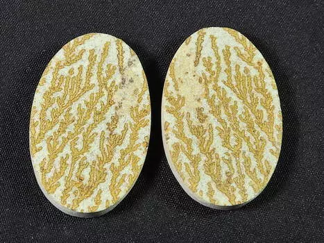 Натуральный псиломелан германовый дендрит пара камней для изготовления сережек 19X31X05 MM SK-784