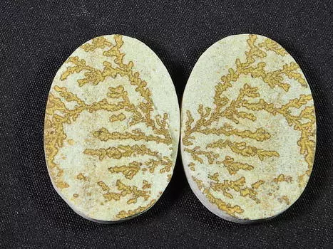 Натуральный псиломелан германовый дендрит пара камней для изготовления сережек 20X29X03 мм SK-788