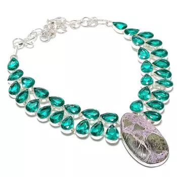 Натуральный пурпурит, турмалин, стерлинговое серебро 925 пробы, подарочное ожерелье, 18 дюймов, y8V20