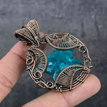 Натуральный янтарь, драгоценный камень, медная проволока ручной работы, подарочная ювелирная подвеска 2,60 дюйма, y3r17