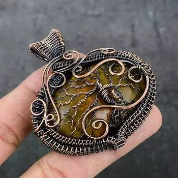 Натуральный янтарь, драгоценный камень, медная проволока ручной работы, подарочная ювелирная подвеска 2,48 дюйма f0w02