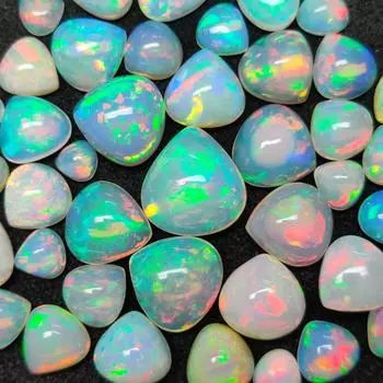 Натуральный яркий кабошон Multi Play размером 5 мм, эфиопский опал Welo, гладкий кабошон в форме сердца, лечебный драгоценный камень, партия драгоценных камней. 5 Pieces 5 MM Size