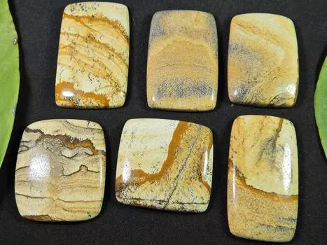 Натуральный яшмовый восьмиугольный кабошон россыпью драгоценных камней 6 шт. лот 41-42 мм RQ-1243