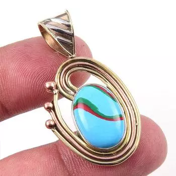 Натуральный Радужный Драгоценный Камень Calcica 925, Твердое Серебро, Двухцветный Подвеска 1,50 дюйма o7P46