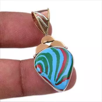 Натуральный радужный кальцинированный драгоценный камень 925 пробы, одноцветное серебро, двухцветный кулон 1,50 дюйма m0V48