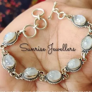 Натуральный радужный лунный камень 925 пробы стерлингового серебра овальной формы регулируемый браслет, ювелирные изделия с драгоценными камнями, теннисный браслет, подарок для нее, подарок для любви Free Size белый