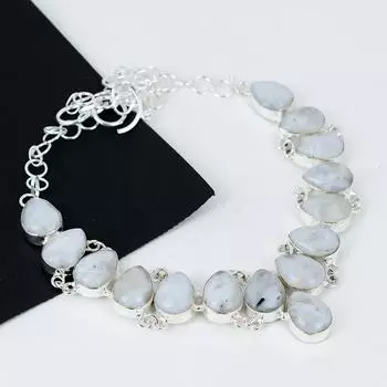 Натуральный радужный лунный камень драгоценный камень ручной работы из стерлингового серебра 925 пробы гальванопластика ожерелье, радужный лунный камень серебро для жены унисекс ожерелье подарки 20 белый
