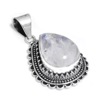 Натуральный Радужный Лунный Камень Драгоценный Камень Подвеска Ручной Работы Ювелирные Изделия 1,77 Твердое Стерлинговое Серебро Для Женщин и Девочек