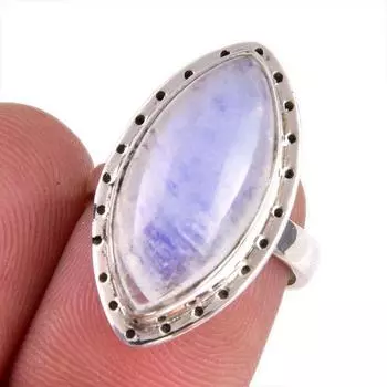Натуральный Радужный Лунный Камень Драгоценный Камень Ручной Работы Твердое Серебро 925 Подарочное Кольцо S.6 j8O07