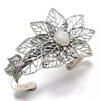 Натуральный радужный лунный камень, драгоценный камень, браслет-манжета из стерлингового серебра 925 пробы, регулируемый. Y0H19